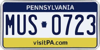 PA license plate MUS0723