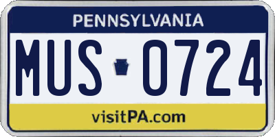 PA license plate MUS0724