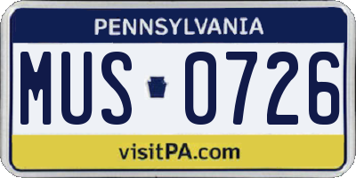 PA license plate MUS0726