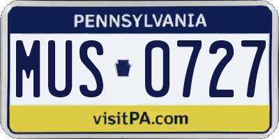 PA license plate MUS0727