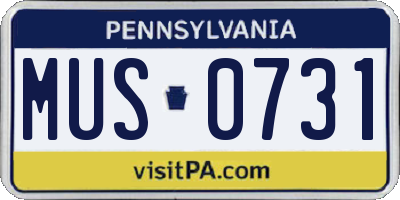 PA license plate MUS0731