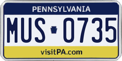 PA license plate MUS0735