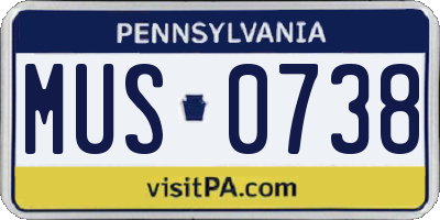 PA license plate MUS0738