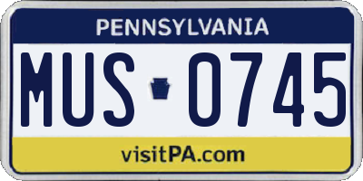 PA license plate MUS0745