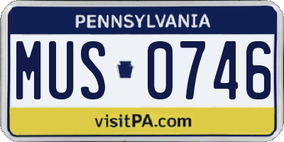 PA license plate MUS0746