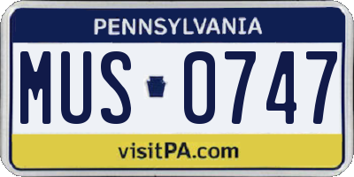 PA license plate MUS0747