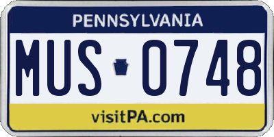 PA license plate MUS0748