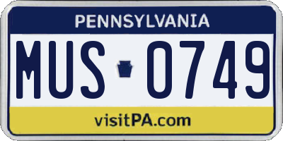 PA license plate MUS0749