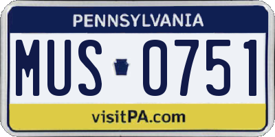 PA license plate MUS0751