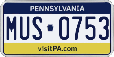 PA license plate MUS0753