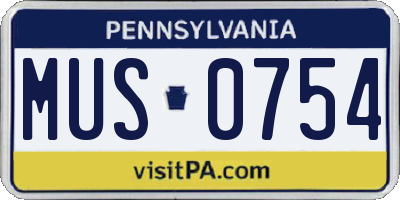 PA license plate MUS0754