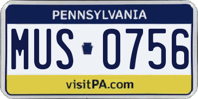 PA license plate MUS0756