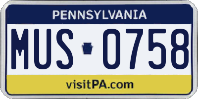 PA license plate MUS0758
