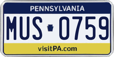 PA license plate MUS0759