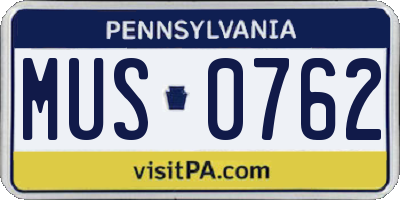 PA license plate MUS0762