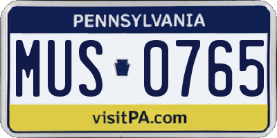 PA license plate MUS0765