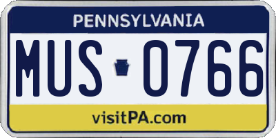 PA license plate MUS0766