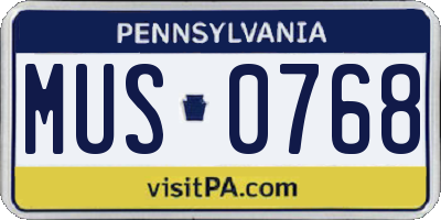 PA license plate MUS0768