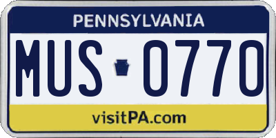 PA license plate MUS0770