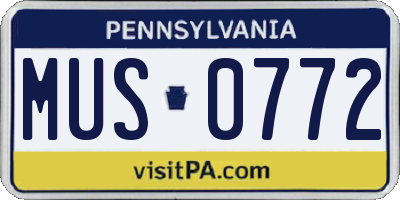 PA license plate MUS0772