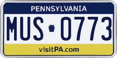 PA license plate MUS0773