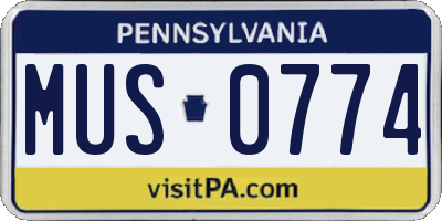 PA license plate MUS0774