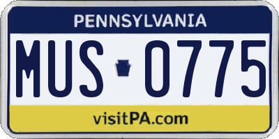 PA license plate MUS0775