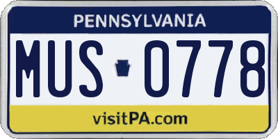 PA license plate MUS0778