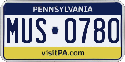 PA license plate MUS0780