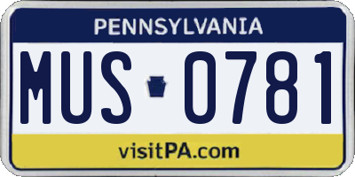 PA license plate MUS0781