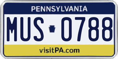 PA license plate MUS0788
