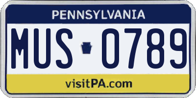 PA license plate MUS0789