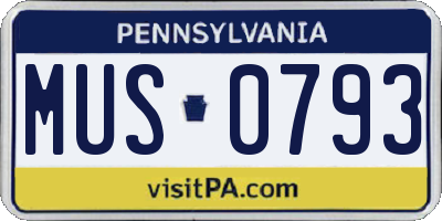 PA license plate MUS0793