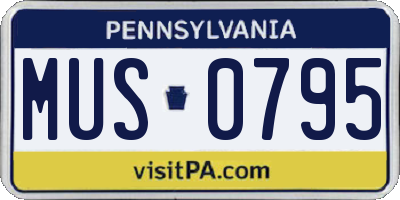 PA license plate MUS0795