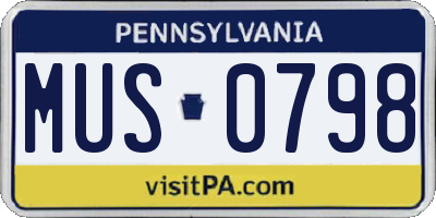 PA license plate MUS0798