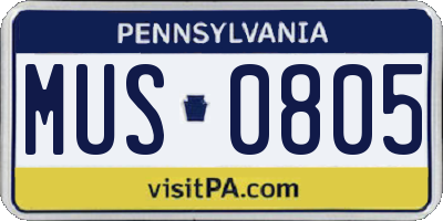 PA license plate MUS0805