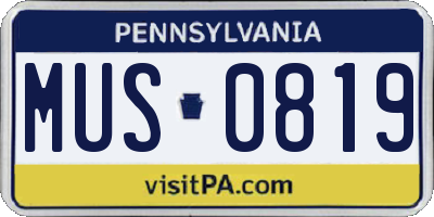 PA license plate MUS0819