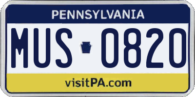 PA license plate MUS0820
