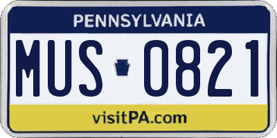 PA license plate MUS0821