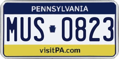 PA license plate MUS0823