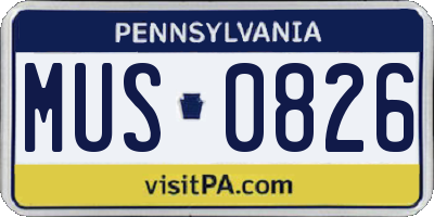 PA license plate MUS0826