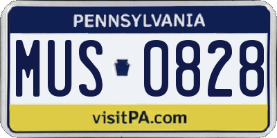 PA license plate MUS0828