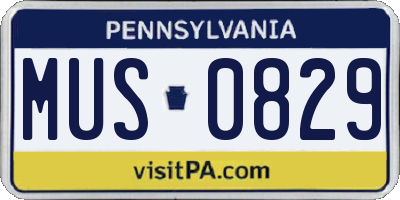 PA license plate MUS0829