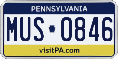 PA license plate MUS0846