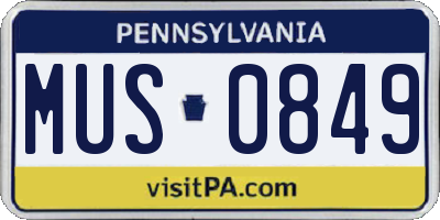 PA license plate MUS0849