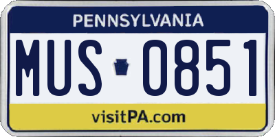 PA license plate MUS0851