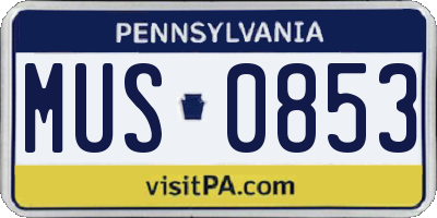 PA license plate MUS0853