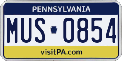PA license plate MUS0854