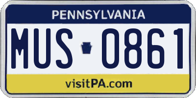 PA license plate MUS0861