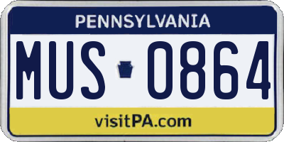 PA license plate MUS0864